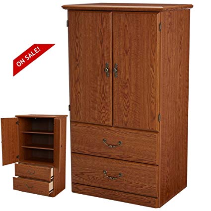Amazon.com: Wooden Wardrobe Cabinet Bedroom Storage Organizer For