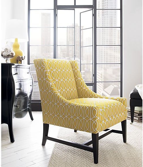 French Yellow Upholstery Arm Chair Seat Living Room