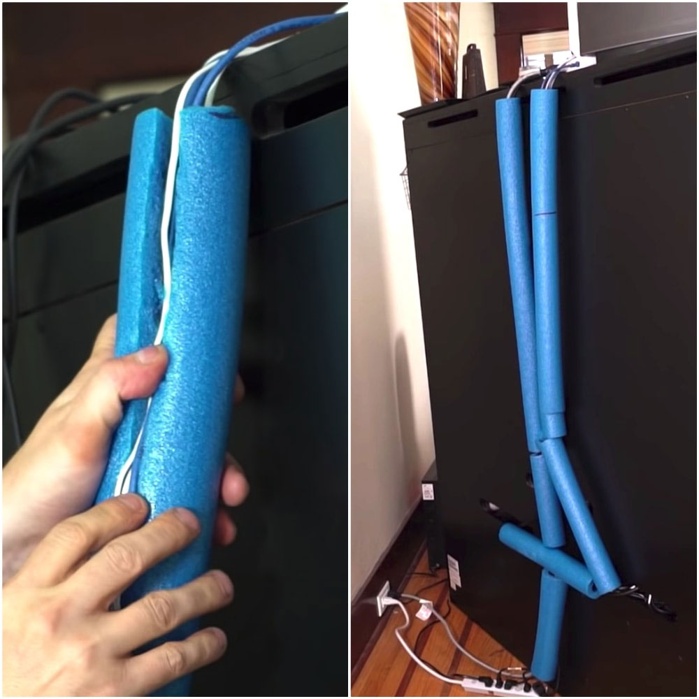 Cable holder pool noodle hacks to make your life easier
