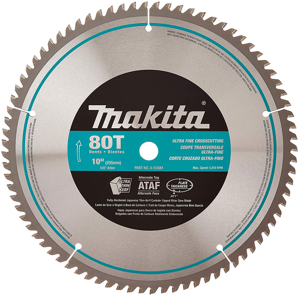 Makita-A-93681-10-inch-80-tooth How do I cut a laminate board and which circular saw blade should I use?