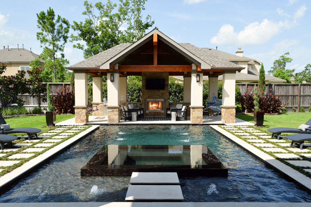 Ideas for traditional, contemporary, decorative pools and landscape pavilions that beautify your green spaces