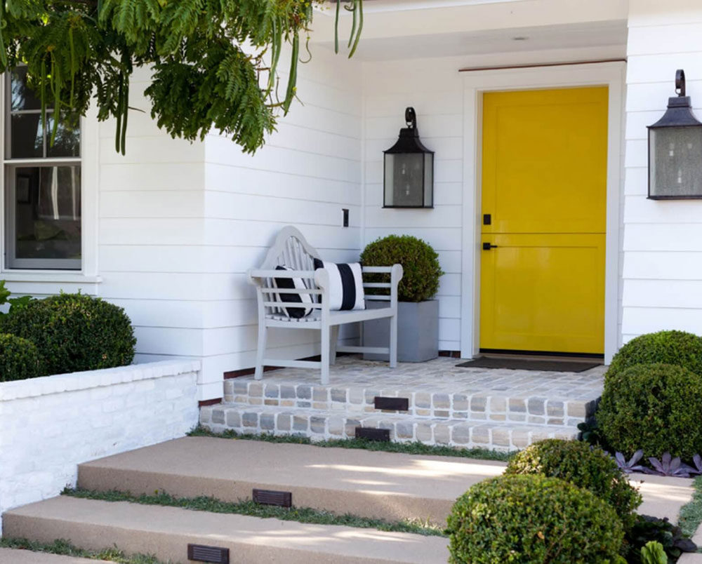 golden yellow front door ideas for a lively house entrance