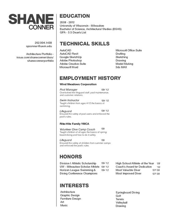 architecture resume - Google Search | Architecture resume .