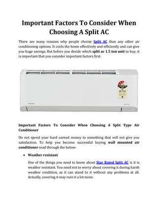 Important Factors To Consider When Choosing A Split AC by Indigo .