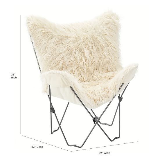 Ivory Furlicious Faux-Fur Butterfly Chair | Pottery Barn Te