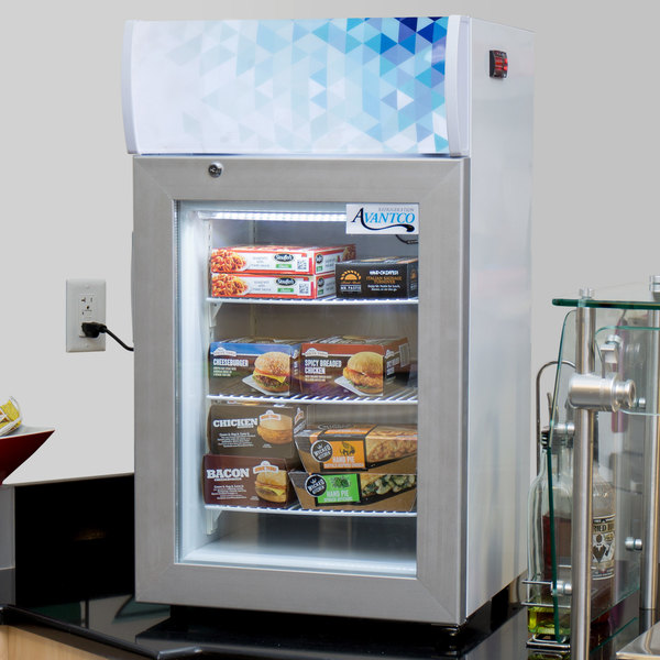 Avantco CFM2LB White Countertop Freezer with Swing Door and Top .
