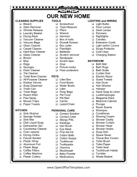 This printable shopping list is for people moving into a new house .