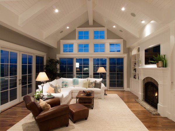 55 + unique cathedral and vaulted ceiling designs in living rooms .