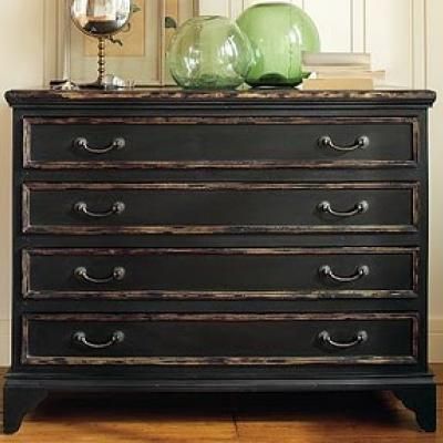 How to Achieve a Black Distressed Finish {paint furniture .