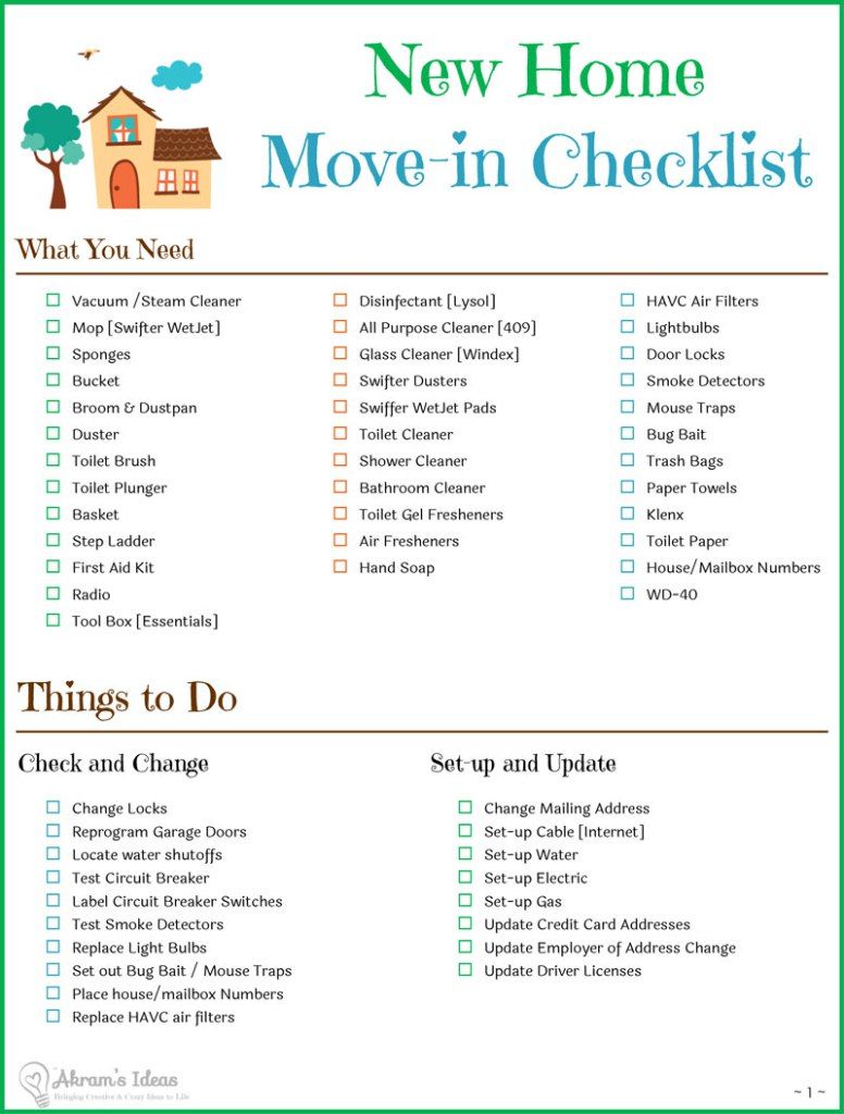 moving costs checklist