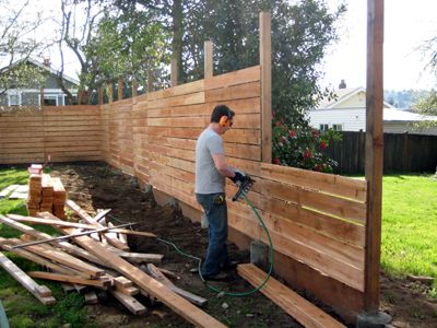 Building a Horizontal Plank Fence | Backyard fences, Backyard, Diy .
