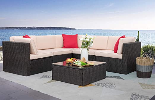 Amazon.com : Homall 6 Pieces Patio Furniture Sets Outdoor .