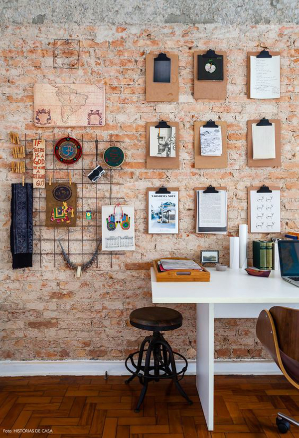 Aesthetic-industrial-home-office-with-brick-walls