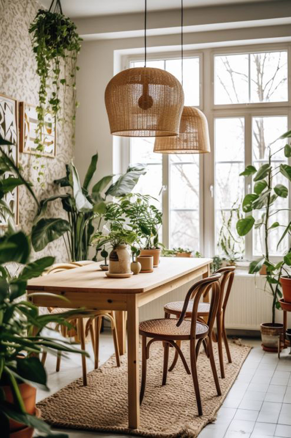 Nature-inspired Japandi style dining room