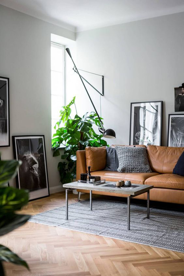 Industrial-chic-living-room-with-nature-inspired