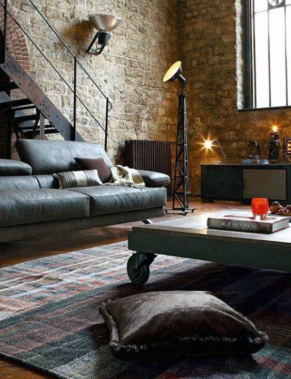 Industrial bachelor pad living room