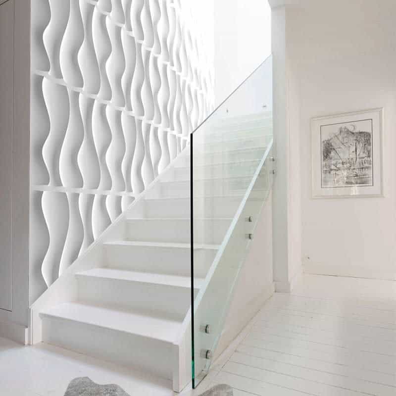 White textured stair wall 
