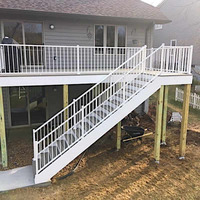 raised white deck and railings 