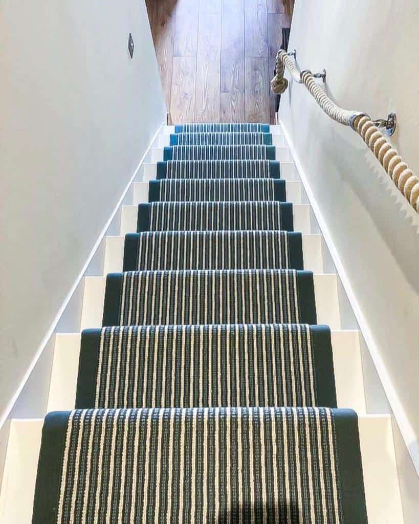 green striped stair runner