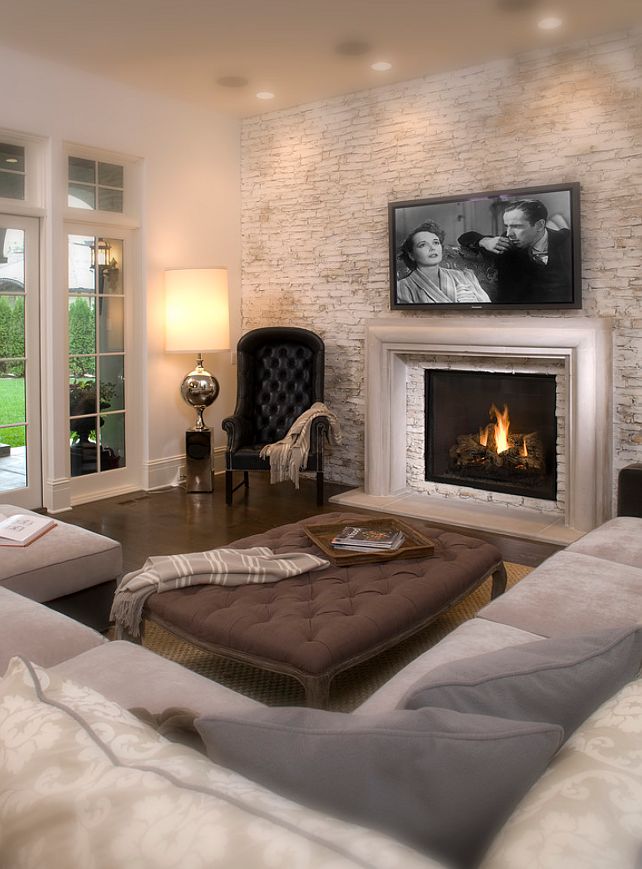Fireplace frame and neutral image above