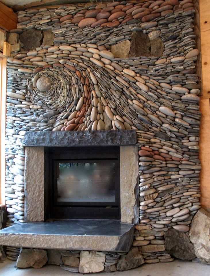 Artistic stone design for the fireplace