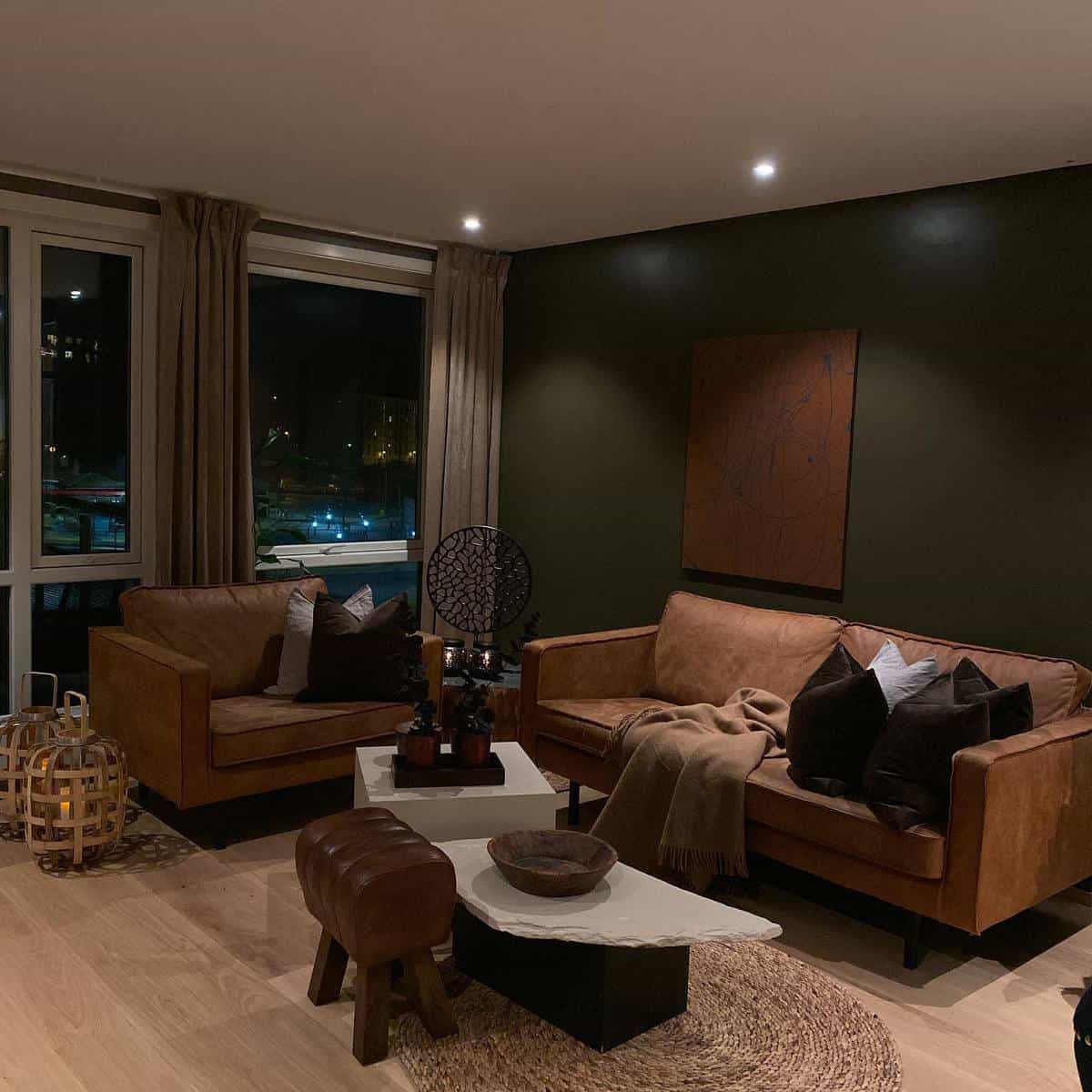 dark, brown living room furniture 