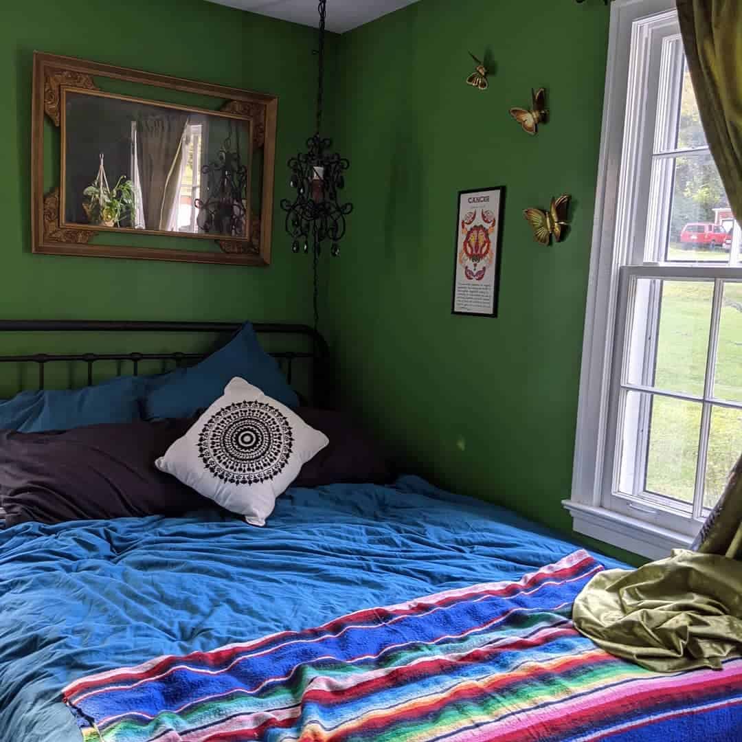 elegant green guest room 
