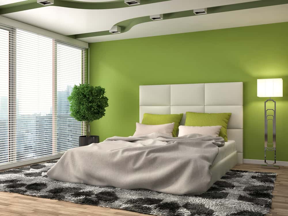 Green shrub wall lamp for the bedroom of the apartment 