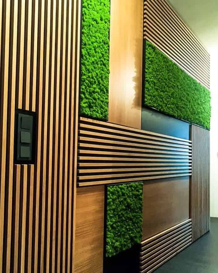 Ideas for wooden wall coverings, artificial grass