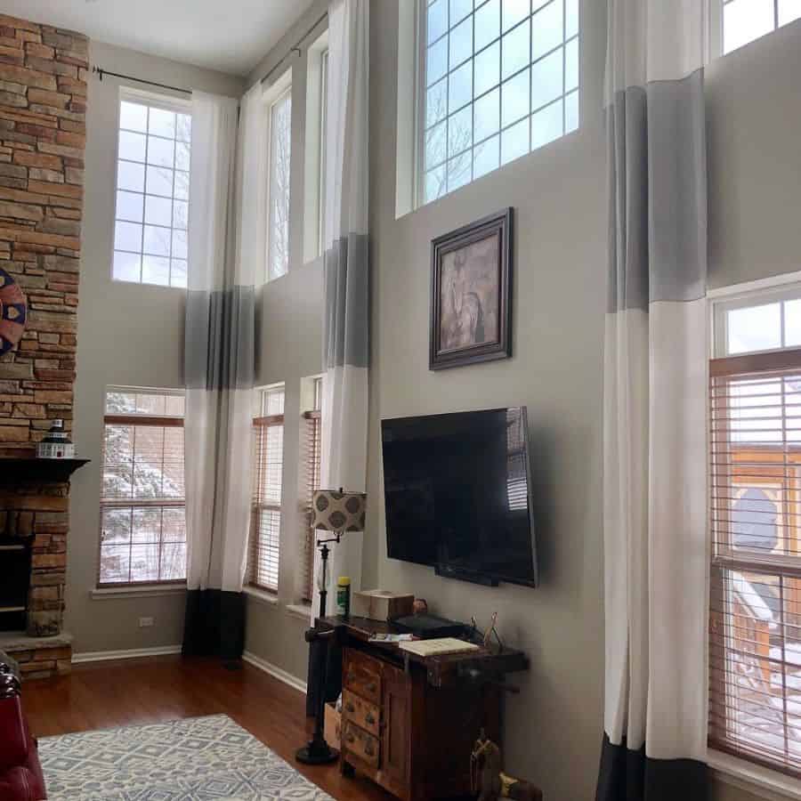 High ceiling living room curtains
