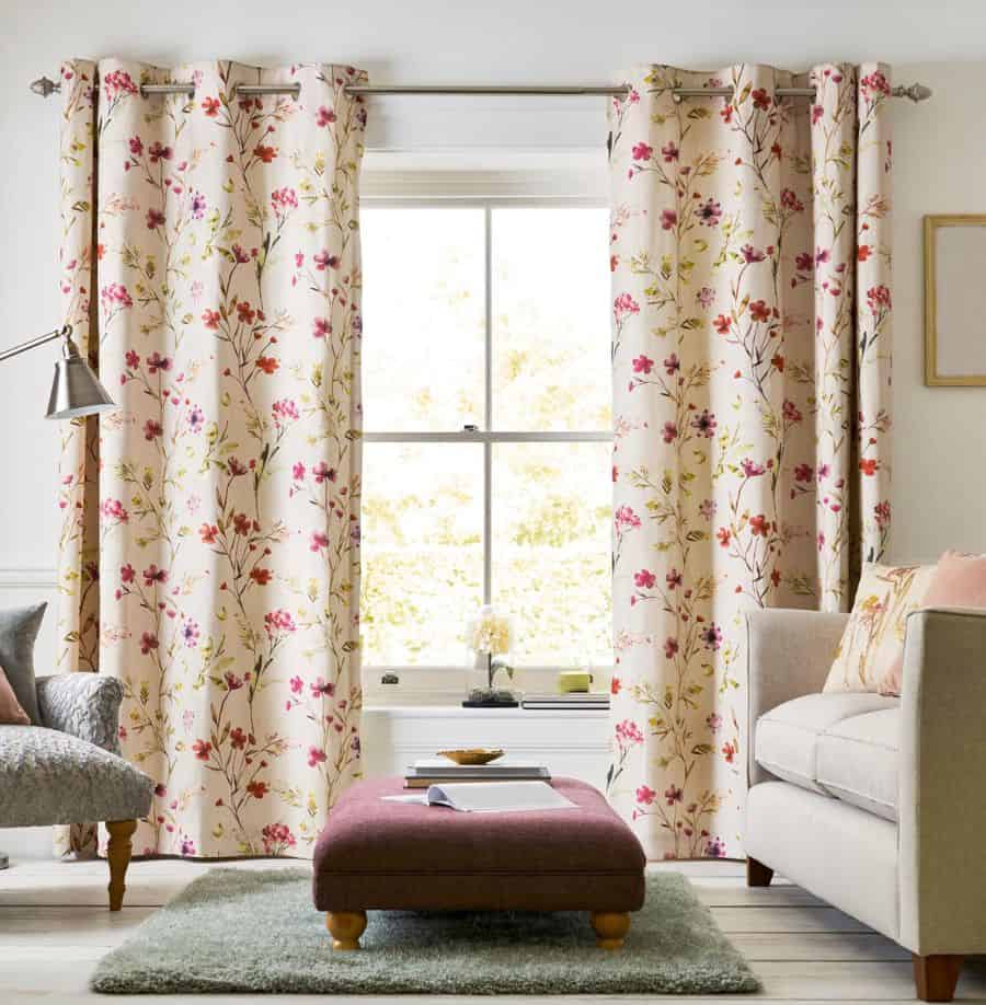 Floral print living room curtains 
