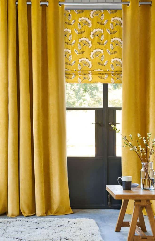 yellow curtains in the living room