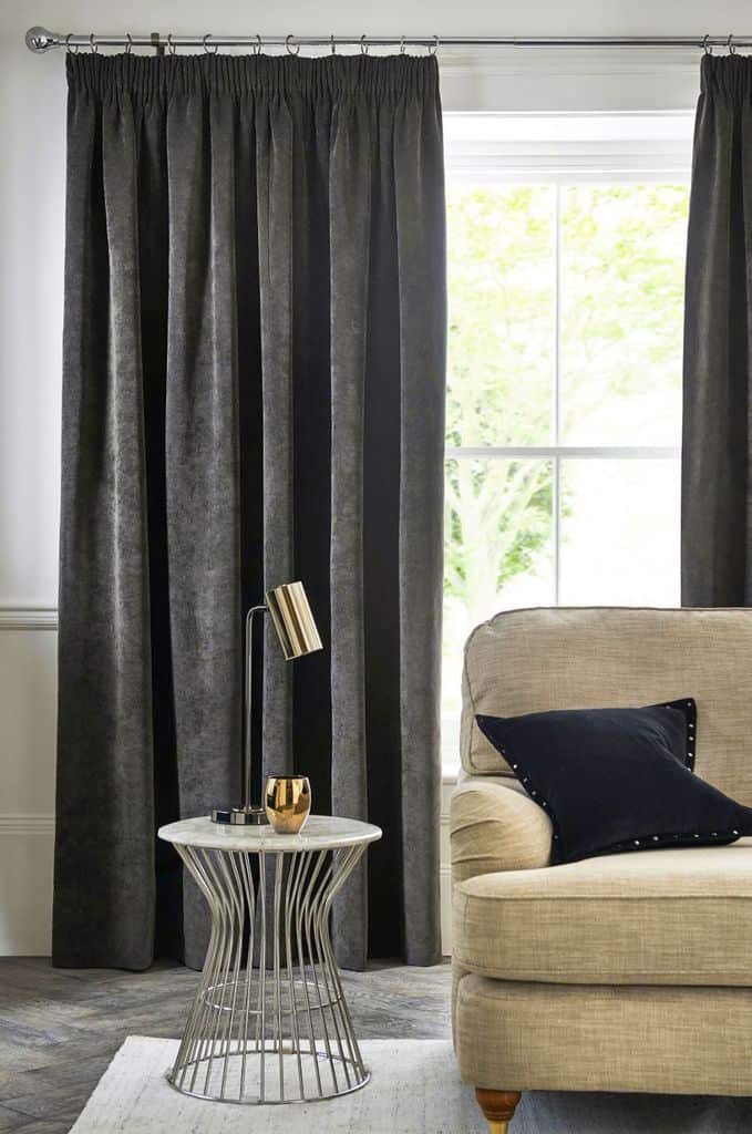 Dark gray curtains in the living room