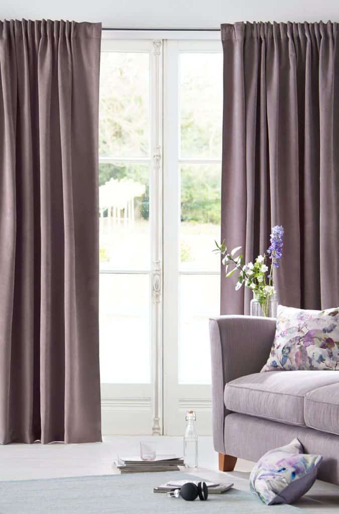 Gray curtains in elegant living room