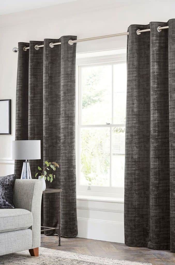 dark gray curtains in the living room 