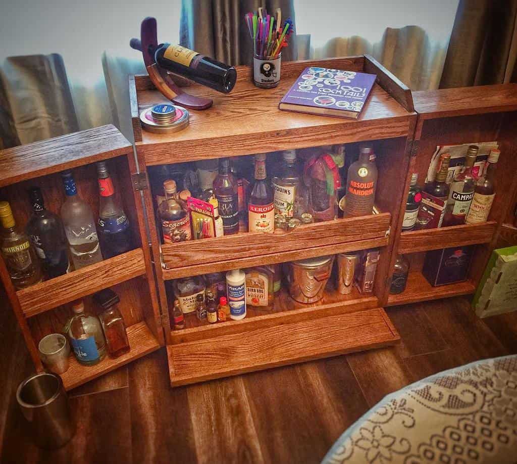 Mini wooden liquor cabinet