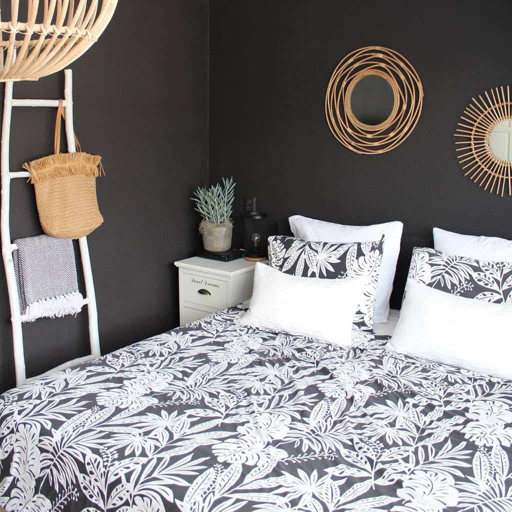 Black wall-mounted double bed