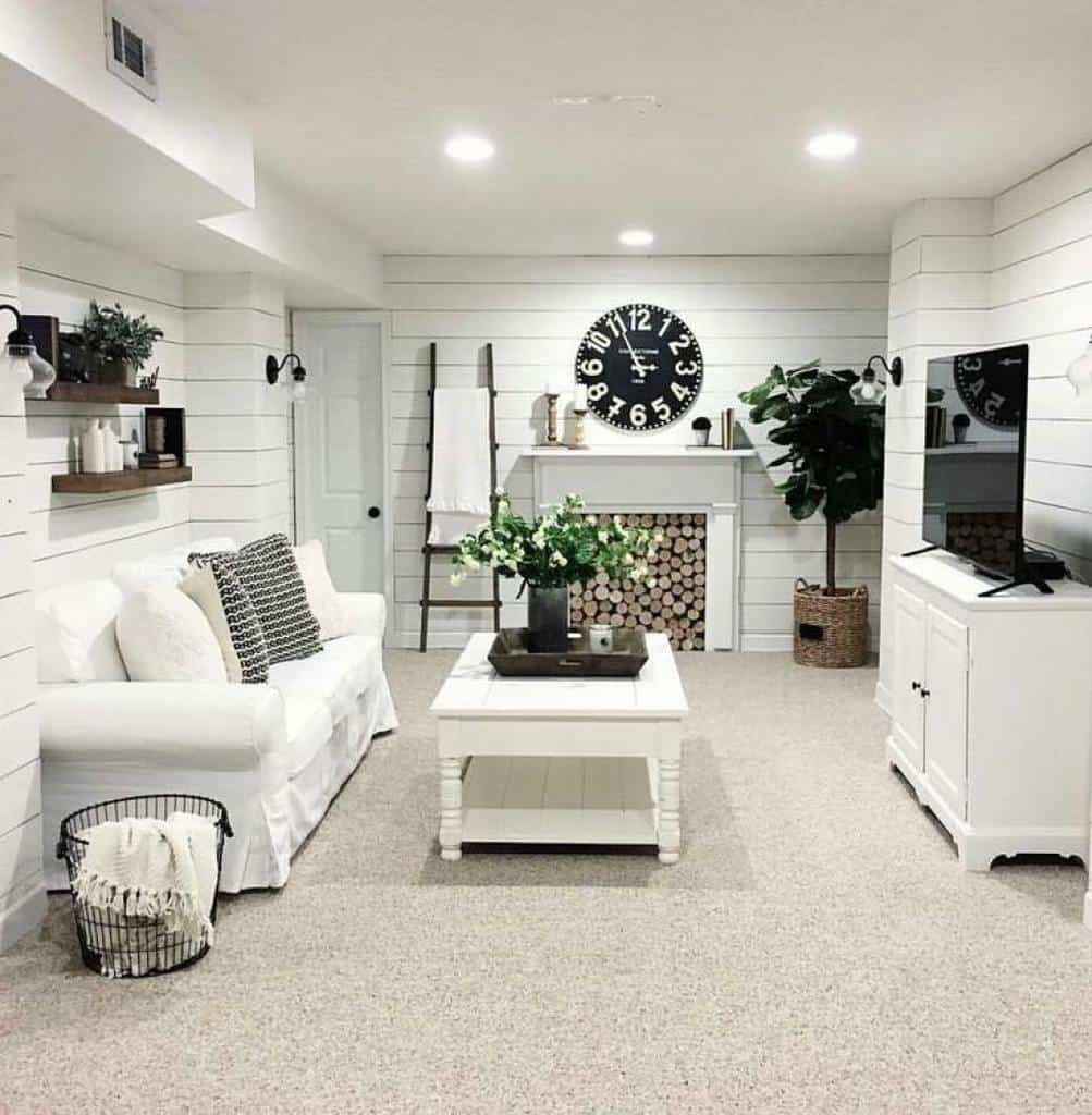 Rustic white living room