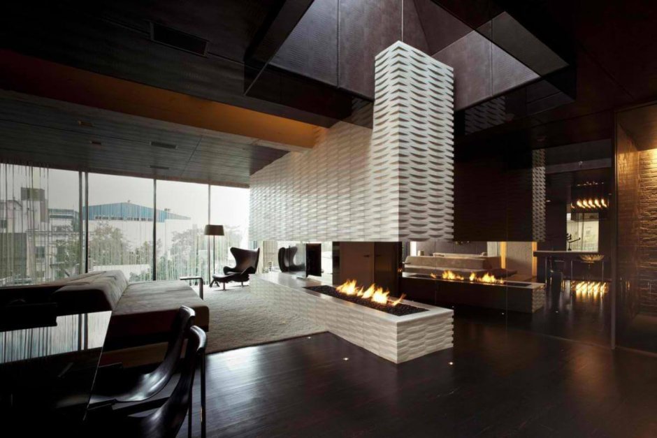 Penthouse with fireplace