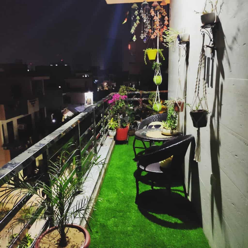 Balcony apartment terrace at night