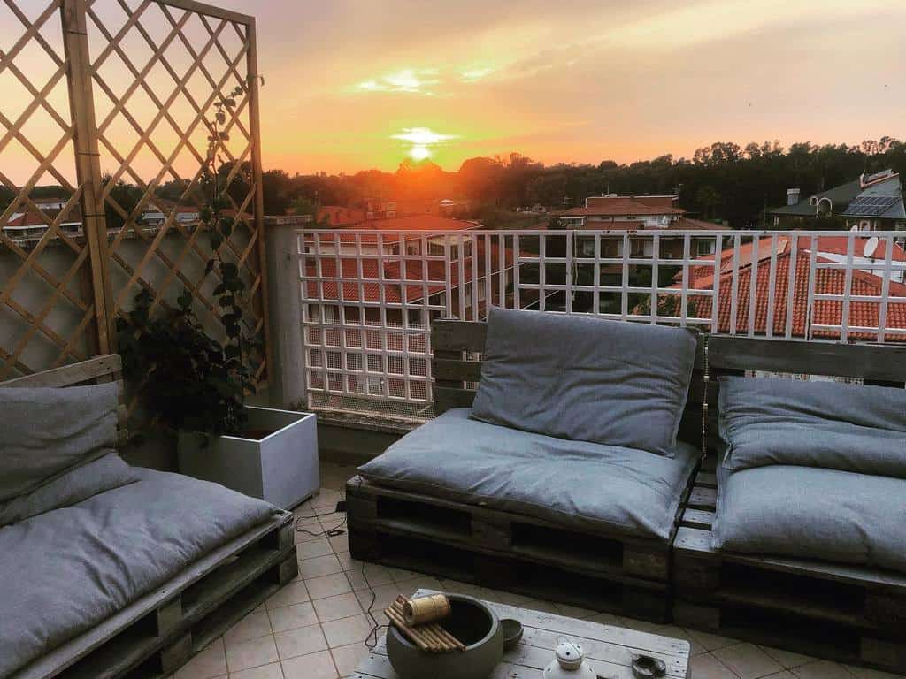 Balcony apartment with sunset