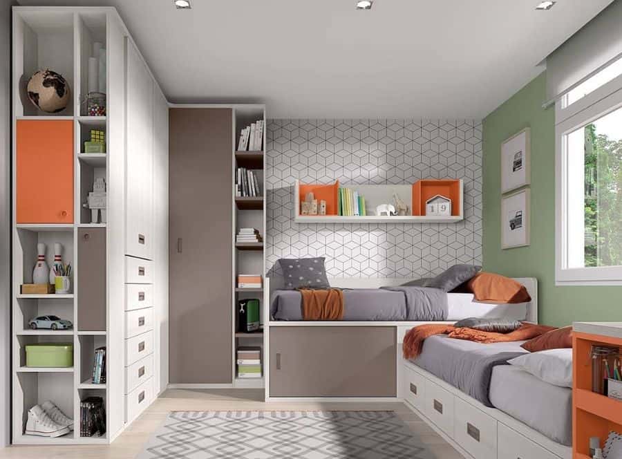 Modern children's room with lots of storage space 