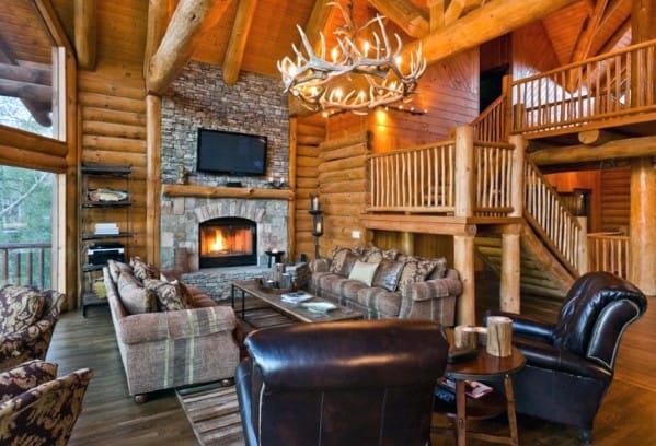 cozy rustic cabin living room 
