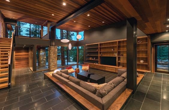 Comfortable cabin-style living room