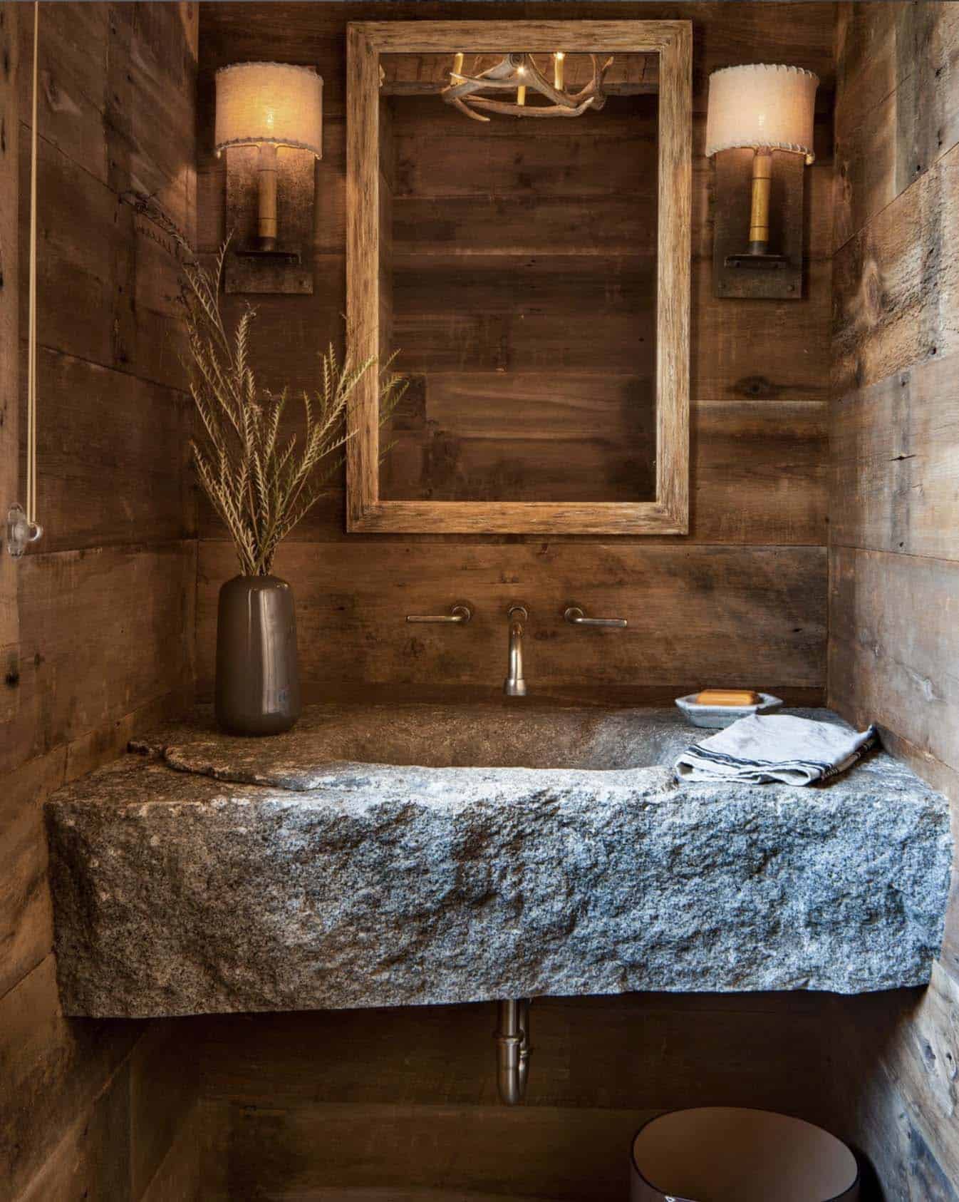 Rustic bathroom with stone vanity