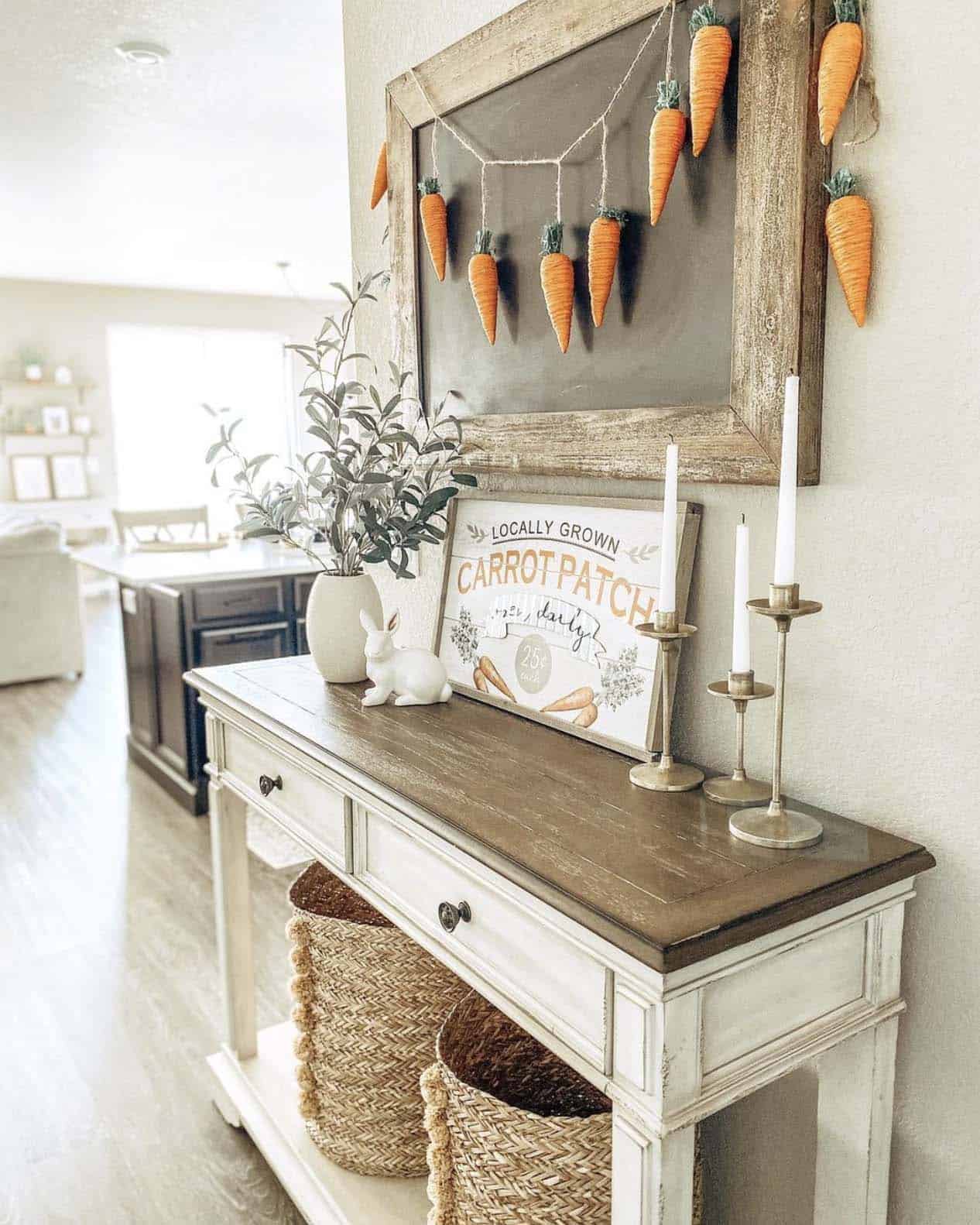 Spring Console Table Decoration Entrance with Carrot Garland