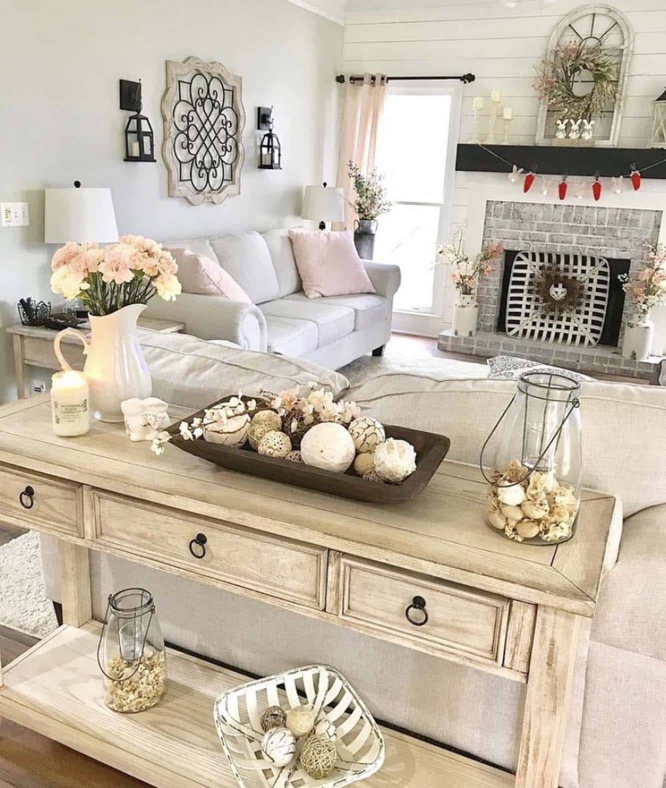Spring console table decoration living room