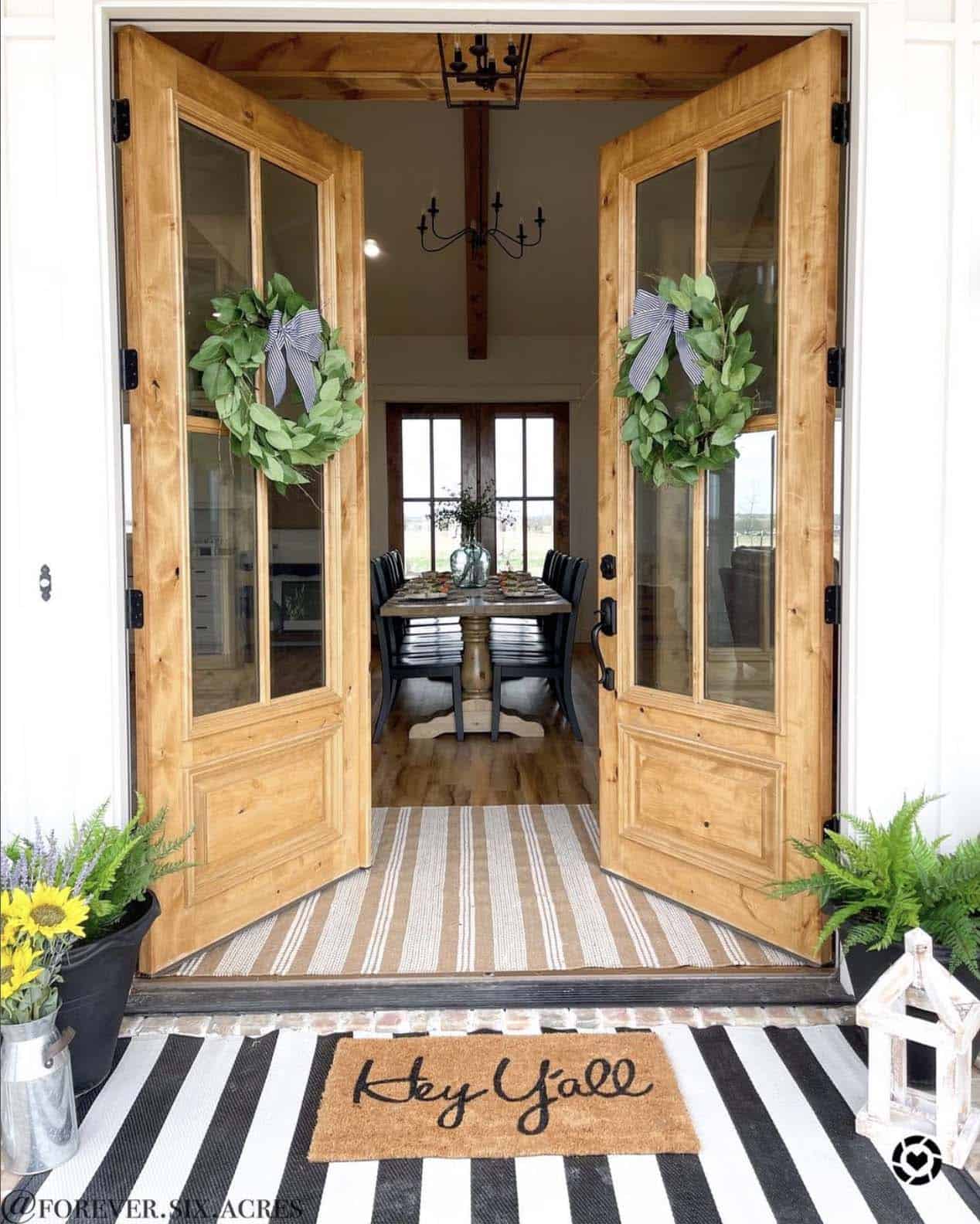 Spring veranda with knotty alder doors