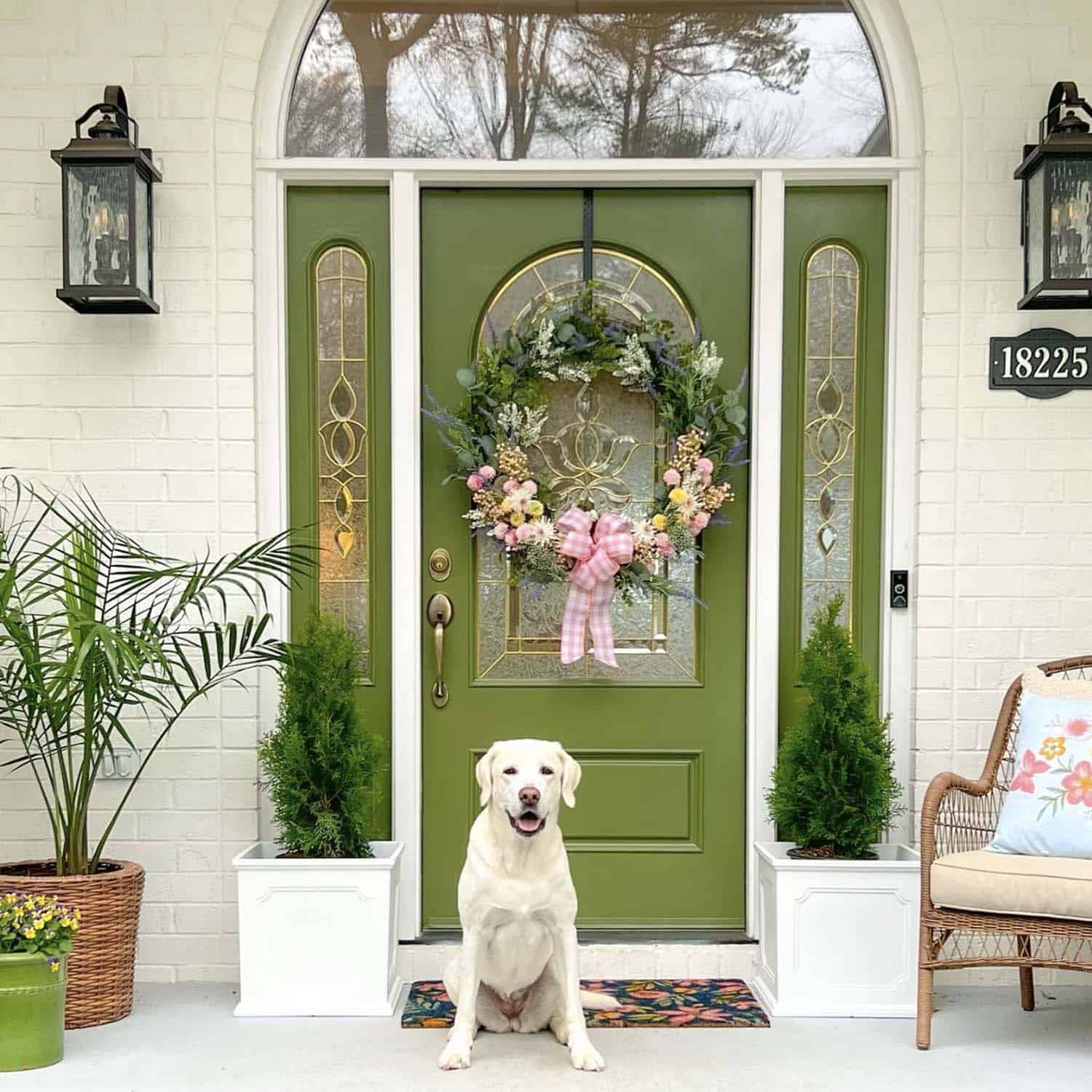 Spring-porch-with-a-large-homemade-wreath