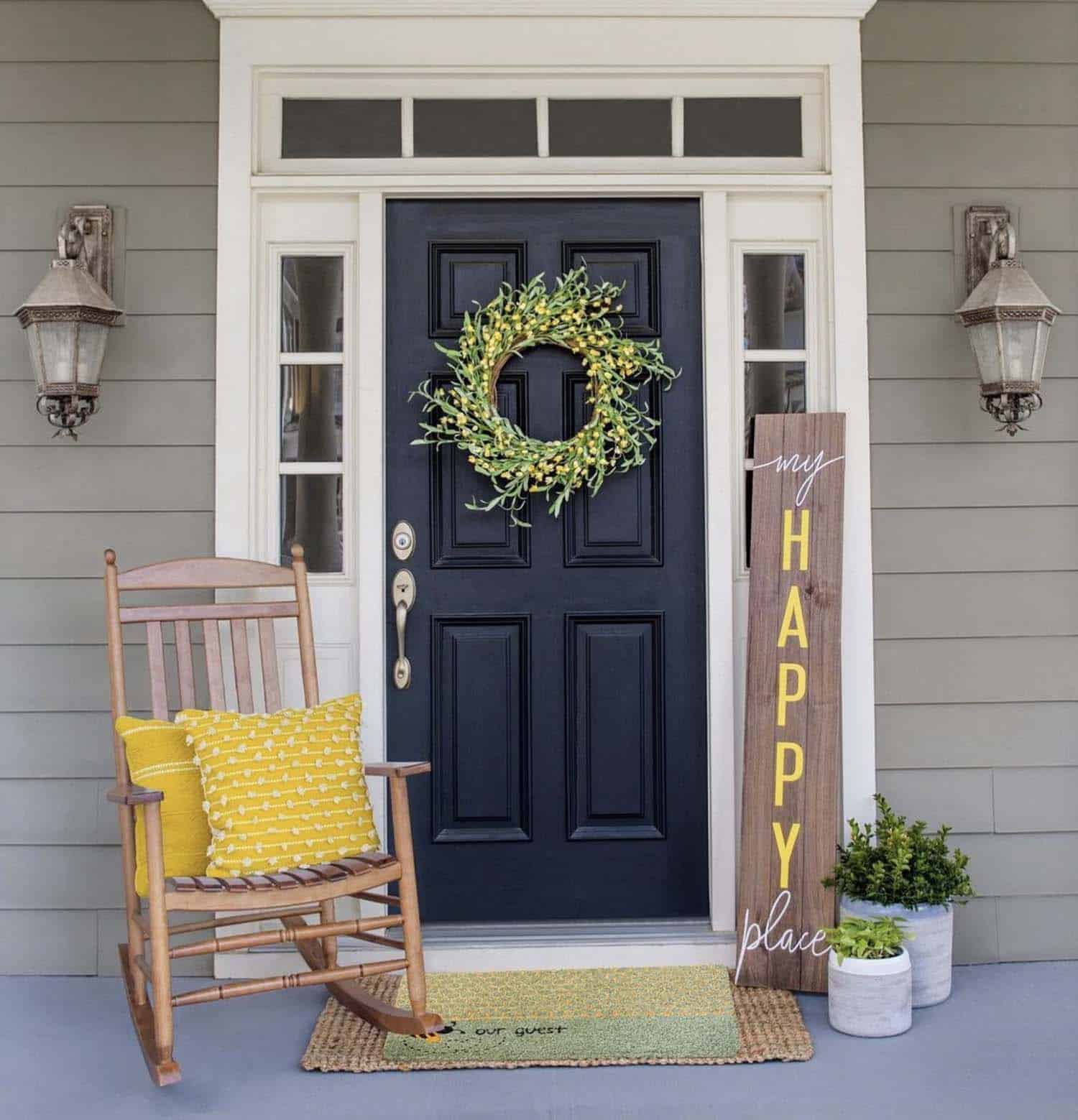 Spring porch with yellow accents